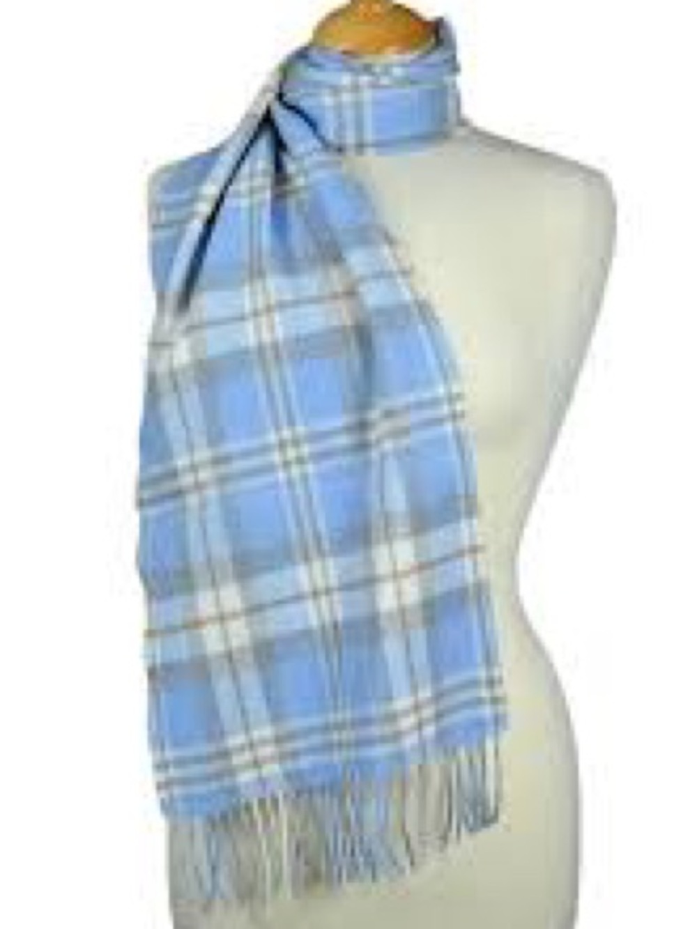 House of Tweed Scotland Blue Gray Plaid Wrap Scarf